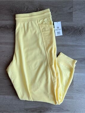 NWT Nine West Lightweight Sweatpants Womens 3X Pastel Yellow Drawstring Joggers